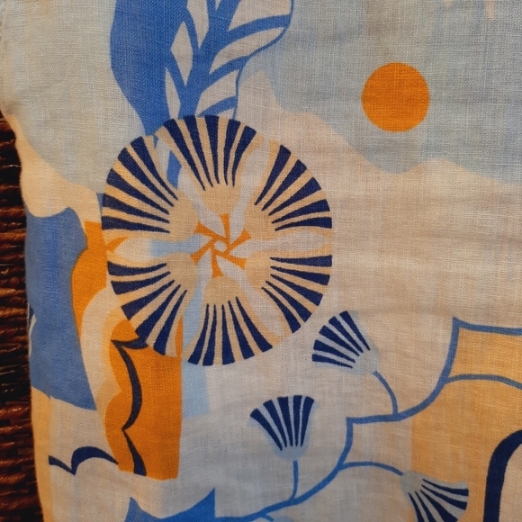 Nicole Miller New York Skirt Women's Large Blue 100% Linen Resort Wear Wrap Midi - Picture 5 of 11